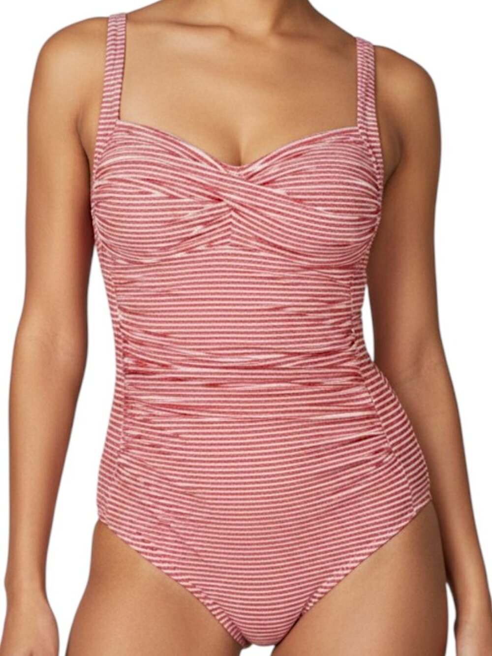 BOND-EYE One Piece Shirred Pin Stripe Padded Swim Suit Women's Size 6 (D/DD)